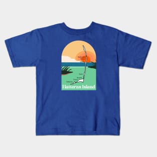 Hatteras Island Map Sun Kids T-Shirt